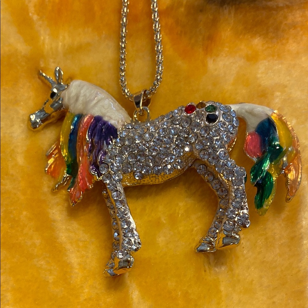 Betsey Johnson Sparkling Unicorn Pendant Necklace - Picture 3 of 3
